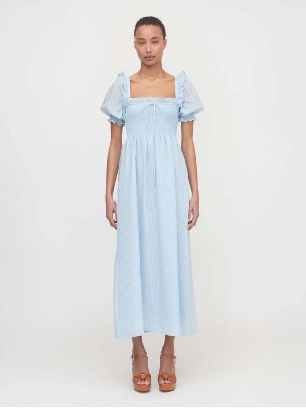 NWT Hill House Home Scarlett Midi Nap. Dress in Pale Blue